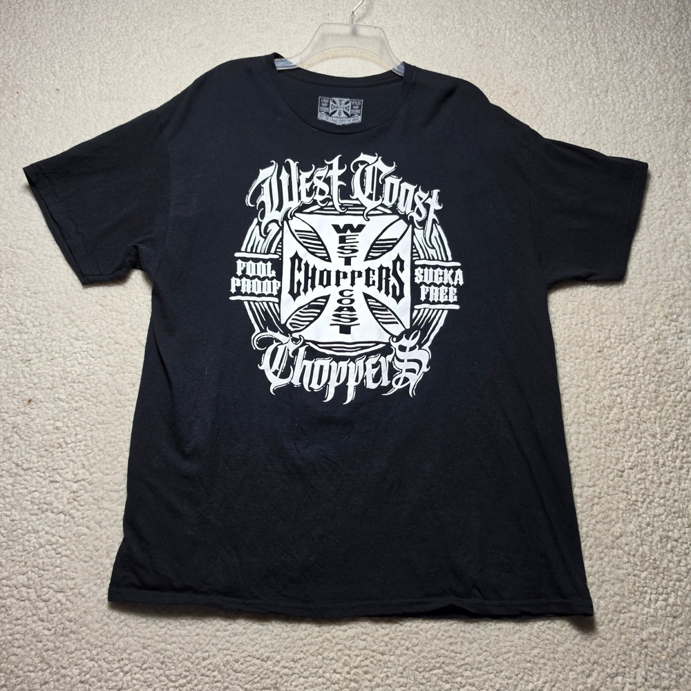 West Coast Choppers Mens XL T-Shirt Black Iron Cross Jesse James Graphic Tee